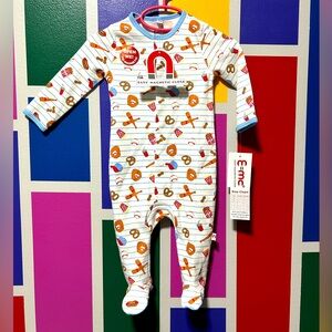 NWT Magnetic Me baseball themed sleeper size 3-6 months popcorn peanuts blue